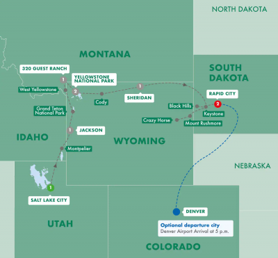Map showing the Tour regions